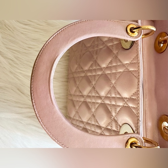 Christian Dior Lady Dior Bag Cannage Quilt Lambskin Medium Metallic Beig… - Picture 9 of 12